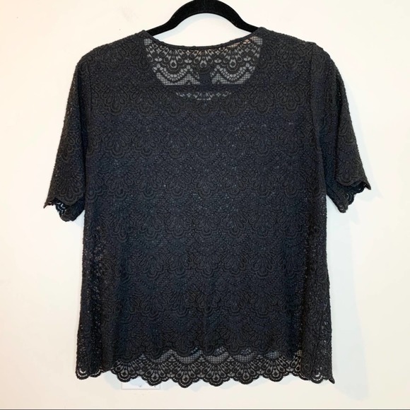 J. CREW Sheer Gray Scalloped Lace Blouse - Picture 5 of 7